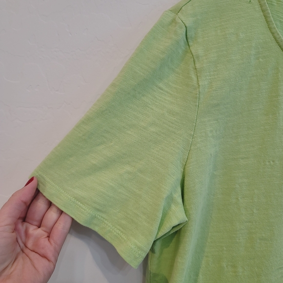 Chico's Lime Green Scallop Hem Short Sleeves Top Women's Size Medium - Picture 4 of 11